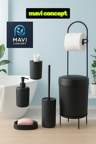 Lüks Şık 6 Lı Banyo Seti Mat Siyah