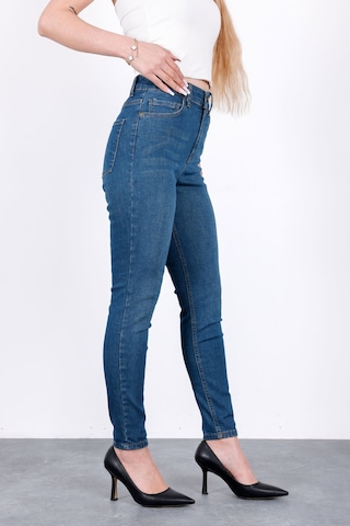 HLT Jeans Kadın Vintage Blue Süper Skinny Fit Esnek Likralı Yüksek Bel Jean Kot Pantolon Jennie-2014 Mavi
