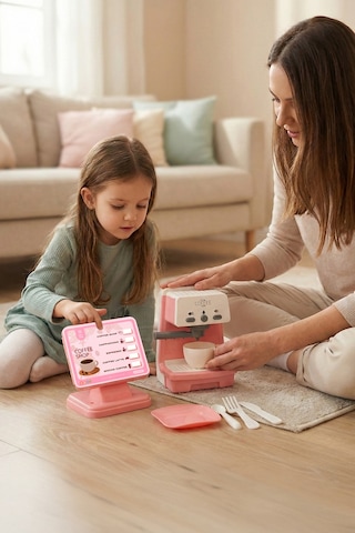 Kutulu Işıklı Ve Sesli Kahve Makinesi Pembe