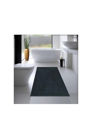 Cottoncrafty %100 Pamuk Dokuma Banyo Paspası, Banyo Halısı Vera 60x100 Cm Makinede Yıka & Kurut Antrasit Genel
