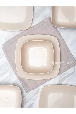 Al' Ternatıva Çorba Ve Yemek Tabakları Seti, Plastik, 6+6 Adet 199454270 Bej