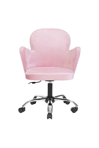 Markaelz Krom Metal Ayaklı Ofis Çalışma Sandalyesi Kelebek Pembe