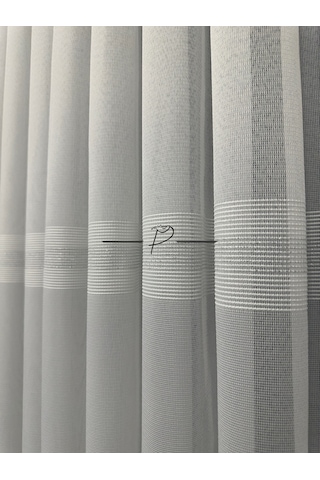 Tül Perde Bantlı Şerit Anotella Desen Lüx Armür 3 Farklı Renk Seçeneği Ekru-gümüş Şerit Çok Renkli