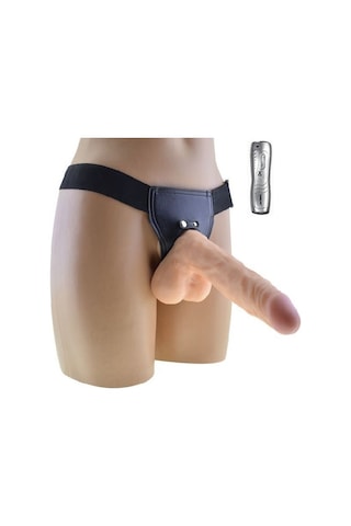 Erofoni Yeni Nesil Ultra Süper Realistik Titreşimli 21 CM Belden Bağlamalı Takma Strapon Vibratör Penis