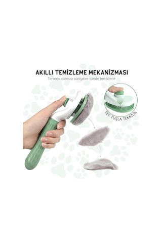 Kendini Temizleyen Kedi Köpek Tarağı - Basma Tuşu Mekanizmalı Otomatik Temizlenen Tüy Toplama Fırçası - Cilt Do