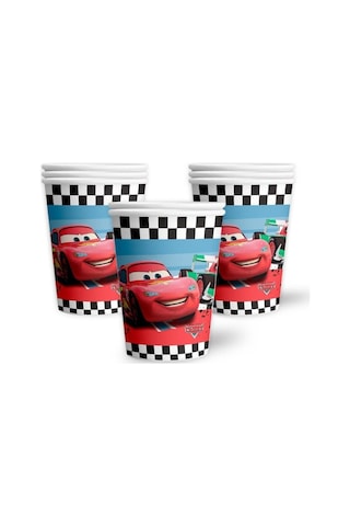 Arabalar Cars Şimşek Mcqueen Temalı Karton Tabak Ve Bardak Seti 8+8 Adet Tüm Yaşlar