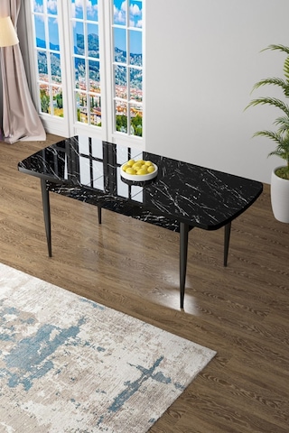 Canisa Zen Serisi 80x132 Mdf Açılabilir Siyah Mermer Desen Masa Siyah