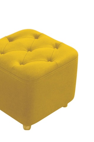 Most Hallow Kapitoneli Kare Puf 07 Hardal Kadife Kumaş Evinize T