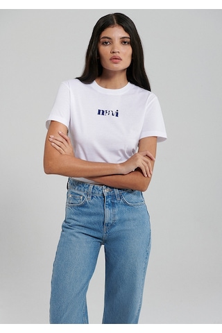 Mavi - Mavi Logo Baskılı Beyaz Tişört 1612241-620 Beyaz