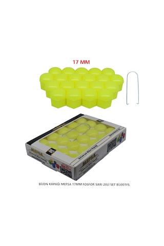 Bijon Kapağı Düz 17 Mm Fosfor Sarı 20 Li Set