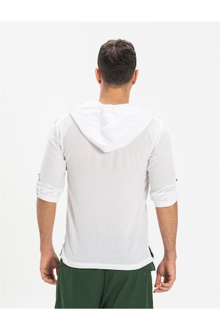Şile Bezi Kapüşonlu Erkek Sweatshirt Beyaz Byz