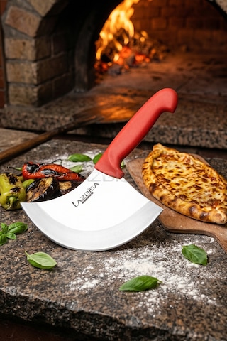Lazbisa MFT-524 Silver Serisi Pide Börek Bıçağı Mutfak Bıçak Pizza Bıçak Kırmızı