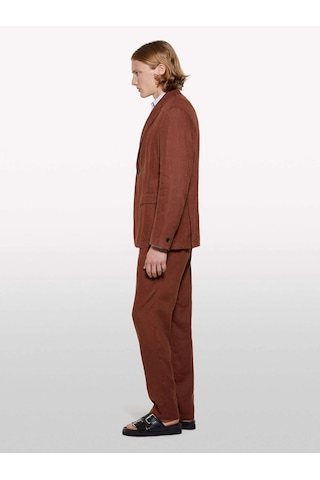 %100 Keten Slim Comfort Fit Pantolon Erkek Kahverengi Pantolon - 325p4aghsf049