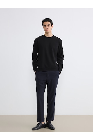 Lcw Vision Siyah Bisiklet Yaka Erkek Sweatshirt