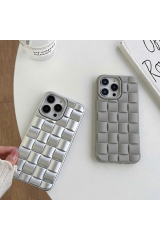 İphone Uyumlu 11 Pro Max 3d Küp Dokuma Doku Cilt Hissi Telefon Kılıfı İçin