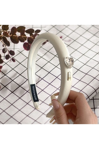 Fransızca Vintage Head Band, Kalp Rhinestone Süper Yumuşak Kumaş Kızlar İçin Geniş Kafa Bandı Saç Aksesuarları Çok Renkli