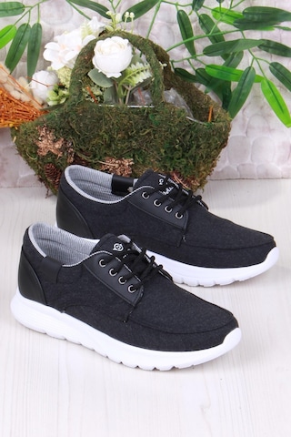 Fort Dks 020 Hafif Rahat Keten Sneaker Erkek Ayakkabı Siyah - Beyaz