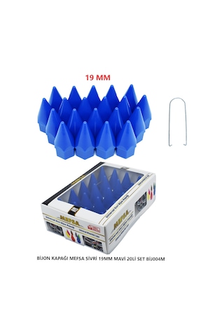Bijon Kapağı Sivri 19 Mm Mavi 20 Li Set