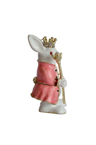Dekoratif Kral Tavşan Biblo, Kristal Taşlı Metal, 7 Cm, 4.5 Cm,