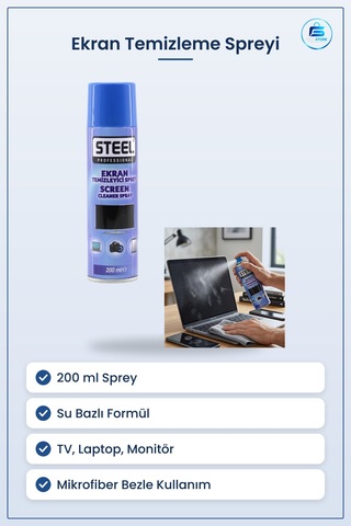 Ekran Temizleme Spreyi 200 Ml Tv Laptop Monitör İçin Su Bazlı Çiz