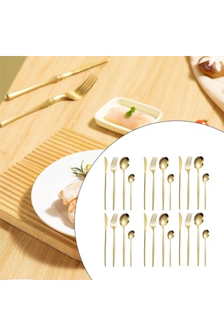 Suntek Mutfak Çatal Bıçak Takımı Çok Altın-24-adet