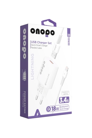 Onopo X8 18 W Lightning Usb 3.4 A Hızlı Şarj Cihazı