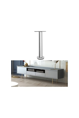 Lh-tj003 Ayarlanabilir Paslanmaz Çelik Yuvarlak Boru Mobilya Ayakları, Yükseklik: 8cm Gümüş Gümüş