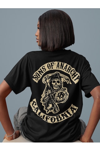 Sons Of Anarchy California Sırt Baskılı Unisex Oversize Dizi Tişö Siyah