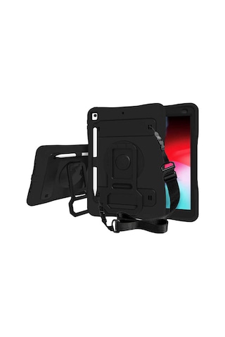 iPad Uyumlu  10.2 2021 9.nesil Sbt Yeni Nesil Kalem Bölmeli Defender Tablet Silikon - Siyah Arka Kapak