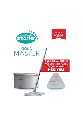 Smarter Aqua Master + Üçgen Aparat Temiz & Kirli Suyu Ayırma Özelliği Otomatik Temizlik Seti Mop