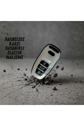 Audi A1 A3 A4 A5 A6 A7 A8 Q3 Q5 Q7 S4 S5 S6 S7 S8 R8 Tt Quattro Uyumlu Silikon Anahtar Kılıfı Oto Anahtar Kabı Darbe Emici Anahtarlık Koyu Titan Gri 00 Şüscaroto Aksesuar