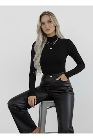 Hashtag Kadın Balıkçı Yaka Uzun Kollu Body 3'lü Set Viskon Kumaş Bej Beyaz Siyah
