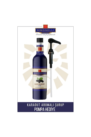 Simonelli Kahve Şurubu ve Kokteyl Şurubu Karadut Aromalı 700 ML + Pompa