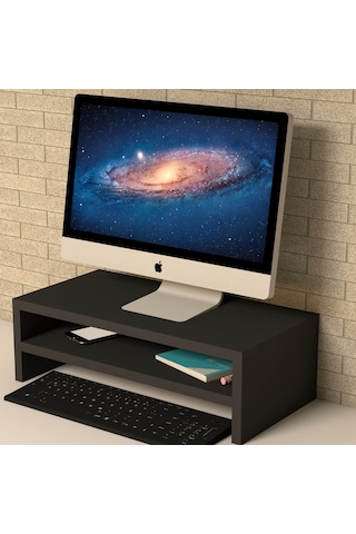 Emkawood Beliz Monitör Yükseltici Laptop Sehpası Siyah