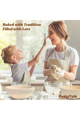 Reedark 2'li 10 İnç Endonezya Doğal Rattan El Yapımı Mayalanma Sepeti Seti - Keten Döşeme İçeren Ekmek Fermentasyon Sepetleri Bej