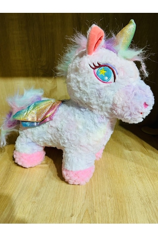 Peluş Unicorn Sevimli Unicorn 35cm Açık Gri