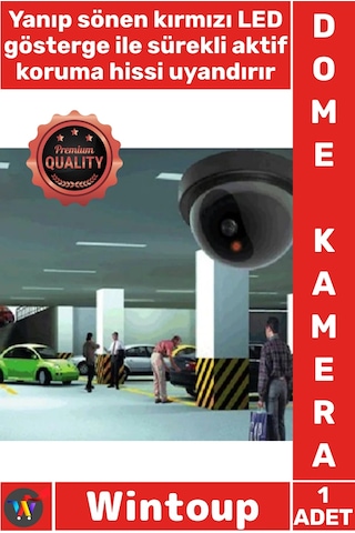 Kamera Güvenlik Sistemi Gerçekçi Görünüm Hareket Sensörlü Kırmızı Led Işıklı Caydırıcı Dome Kamera