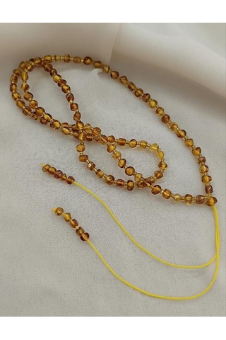 Kolye Kehribar Amber Doğaltaş Ayarlanabilir İp Yetişkin Kolyesi Kahverengi
