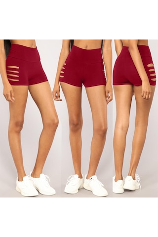 Kadın Düz Renk Strethcy Fitness Taytları Sıkı Spor Patchwork Yoga Pantolonu Şarap