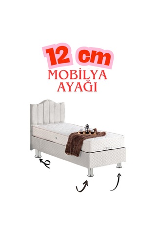 Klc 4 Adet M8 İnce Diş Krom Metal Mobilya Ayağı - Kanepe, Baza, Koltuk Yükseltme Ayağı 12 Cm Gri Gri