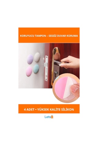 Beyaz Silikon Kapı Duvar Koruyucu Tampon 4'lü Paket Çok Renkli
