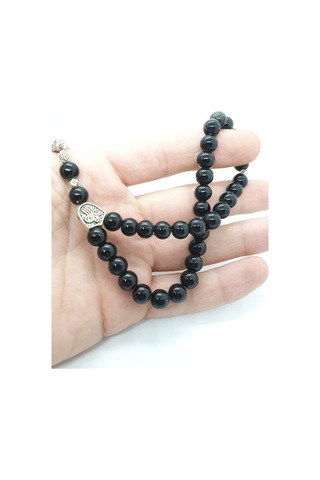 Sertifikalı Orijinal Doğal Taş Parlak Oniks Taşı 8mm Tesbih