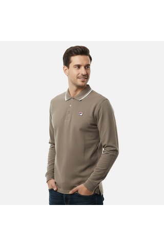 Kahverengi Fila Erkek Polo T-shirt Men Biella Tipped Long Sleeve Fam1096.70008 Kahverengi