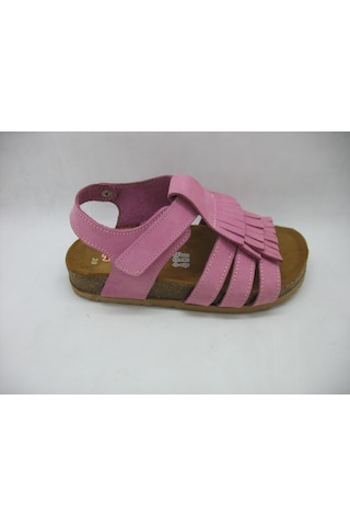 Toddler 388 Pembe Deri,anatomik Mantar Taban Püsküllü Sandalet 26 Pembe