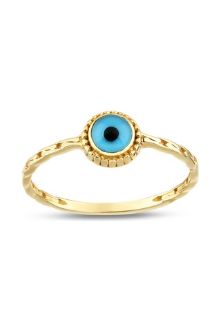 Debora Jewelry 14 Ayar Altın Nazar Boncuklu Minimal Yüzük