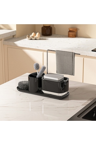 Ulzyvf Pratik 2'li Sabunluk, Sünger Ve Bez Askılı Sızdırmaz Lavabo Organizatörü Beyaz Beyaz