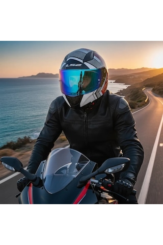 Ls2 Rapıd 2 Extra Gökkuşağı Vizör + Şeffaf Vizör Kask Beyaz Kırmızı