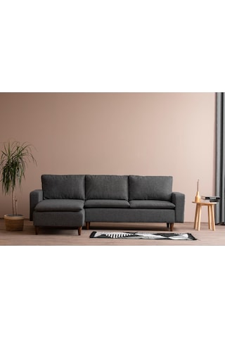 Lungo Modüler Köşe Koltuk Takımı L Koltuk - Koyu Gri Keten Koyu Gri