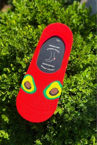 Lousocks Unisex 7'li Yiyecek Desenli Kaymaz Silikon Topuklu Görünmez Babet Çorap Çok Renkli