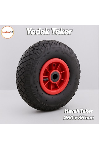 Plastik Jantlı Siboplu 260x85 Mm El Arabası Tekeri Burçlu İç Lastikli Şişme Havalı Taşıma Arabaları